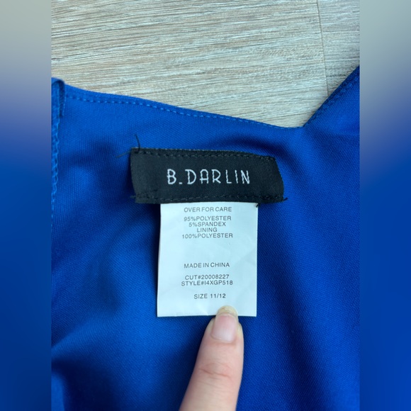 NWT. B DARLIN Womens Blue Low Back Tie Mini A-Line Dress. Juniors 11/12 - Picture 6 of 6